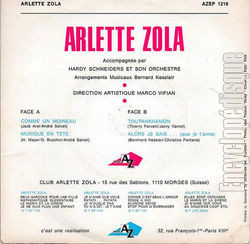 [Pochette de Comme un moineau (Arlette ZOLA) - verso]