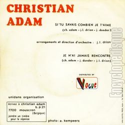 [Pochette de Si tu savais combien je t’aime (Christian ADAM) - verso]