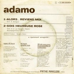 [Pochette de Alors… Reviens-moi (Salvatore ADAMO) - verso]