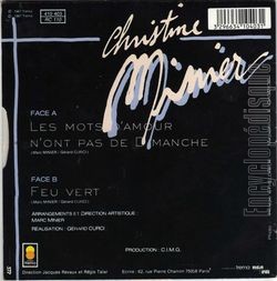 [Pochette de Les mots d’amour n’ont pas de dimanche (Christine MINIER) - verso]