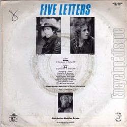 [Pochette de Alone (FIVE LETTERS) - verso]