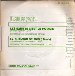 [Pochette de Les Saintes c’est le paradis (Jacques YVART) - verso]