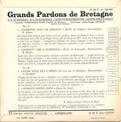 [Pochette de Grands Pardons de Bretagne (KANERIEN SANT VAZE) - verso]