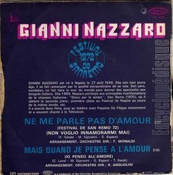 [Pochette de Ne me parle pas d’amour (Gianni NAZZARO) - verso]