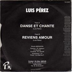 [Pochette de Danse et chante (Luis PREZ) - verso]