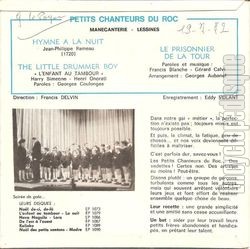 [Pochette de Hymne  ma nuit (PETITS CHANTEURS DU ROC) - verso]