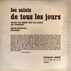 [Pochette de Les saints de tous les jours (Robert MOREL) - verso]