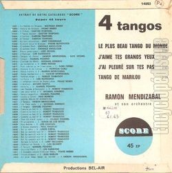 [Pochette de Le plus beau tango du monde (Ramon MENDIZABAL) - verso]