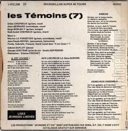 [Pochette de Il est vivant (Les TMOINS) - verso]