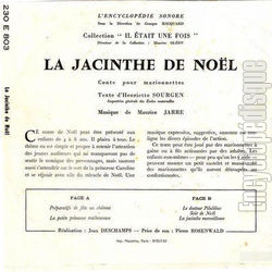 [Pochette de jacinthe de Nol (Maurice JARRE) - verso]