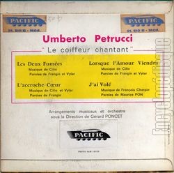 [Pochette de Les deux fumes (Umberto PETRUCCI le "coiffeur chantant") - verso]