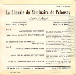 [Pochette de Chante l’Avent (La CHORALE DU SMINAIRE DE PELOUSEY) - verso]