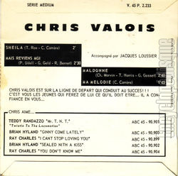 [Pochette de Sheila (Chris VALOIS) - verso]