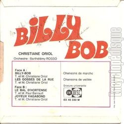 [Pochette de Billy Bob (Christiane ORIOL) - verso]