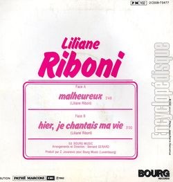 [Pochette de Malheureux (Liliane RIBONI) - verso]