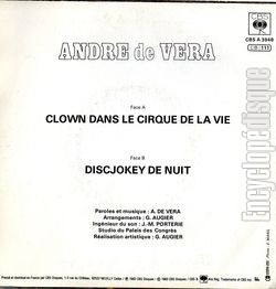 [Pochette de Clown dans le cirque de la vie (Andr DE VERA) - verso]