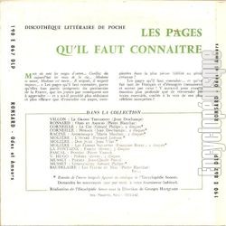 [Pochette de Ronsard : Odes et amours (LES PAGES QU’IL FAUT CONNAITRE) - verso]