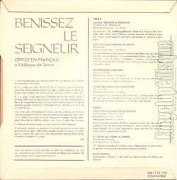 [Pochette de Benissez le Seigneur (RELIGION) - verso]