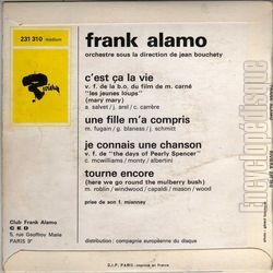 [Pochette de C’est a la vie (Frank ALAMO) - verso]