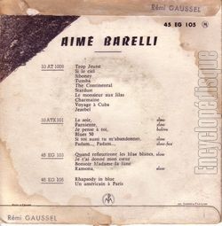 [Pochette de Joue George Gershwin (Aim BARELLI) - verso]