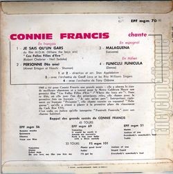 [Pochette de Connie FRANCIS -  Je sais qu’un gars  (Les FRANCOPHILES) - verso]