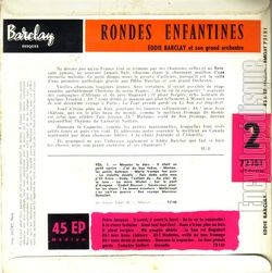 [Pochette de N 2 : Rondes enfantines (Eddie BARCLAY) - verso]