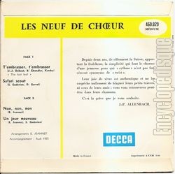 [Pochette de T’embrasser, t’embrasser (Les NEUF DE CHOEUR) - verso]