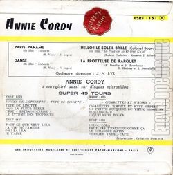 [Pochette de Paris Paname (Annie CORDY) - verso]