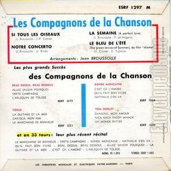 [Pochette de Le bleu de l’t (Les COMPAGNONS DE LA CHANSON) - verso]