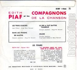 [Pochette de Les 3 cloches (dith PIAF et les COMPAGNONS DE LA CHANSON) - verso]