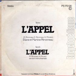 [Pochette de L’appel (liane et Martine PRONNEAU) - verso]