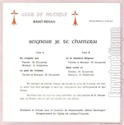 [Pochette de Seigneur, je te chanterai (CLUB DE MUSIQUE DE SAINT RENAN) - verso]