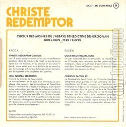 [Pochette de Chœur des moines de l’abbaye de Kergonan -  Christe redemptor  (RELIGION) - verso]