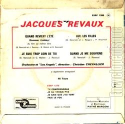 [Pochette de Quand revient l’t (Jacques REVAUX) - verso]