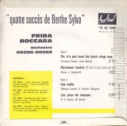 [Pochette de On n’a pas tous les jours vingt ans (Frida BOCCARA) - verso]