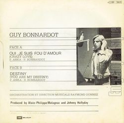 [Pochette de Oui, je suis fou d’amour (Crazy love) (Guy BONNARDOT) - verso]