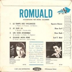 [Pochette de Le temps des vacances (ROMUALD) - verso]