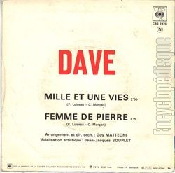 [Pochette de Mille et une vies / Femme de pierre (DAVE) - verso]