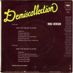 [Pochette de Demiscollection (Mike HENSON) - verso]