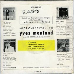 [Pochette de Micro-rcital 58 n4 - le carrosse (Yves MONTAND) - verso]