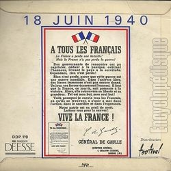 [Pochette de Charles DE GAULLE - 30 Mai 1968 (DOCUMENT) - verso]