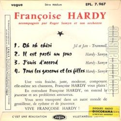 [Pochette de Tous les garons et les filles (Franoise HARDY) - verso]