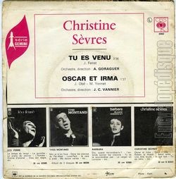 [Pochette de Tu es venu (Christine SVRES) - verso]