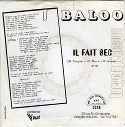 [Pochette de Il fait sec (BALOO) - verso]