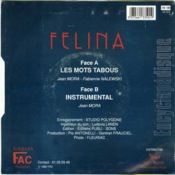 [Pochette de Les mots tabous (FELINA) - verso]