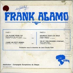 [Pochette de J’ai pleur pour toi (Frank ALAMO) - verso]