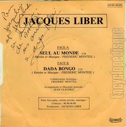 [Pochette de Seul au monde (Jacques LIBER) - verso]