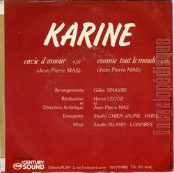 [Pochette de Envie d’amour (KARINE) - verso]