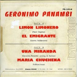 [Pochette de Limon limonero (Geronimo PANAMBI) - verso]