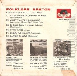 [Pochette de Folklore breton (BAGAD DE LA BASE ARO-NAVALE DE LAUN-BIHOU) - verso]